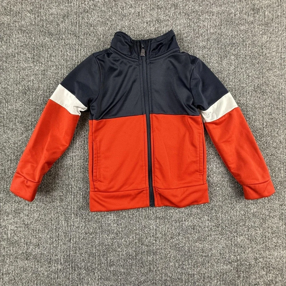 PUMA‎ Jacket Boys 3T Navy Red Colorblock Full Zip Track Knit Pockets Athletic